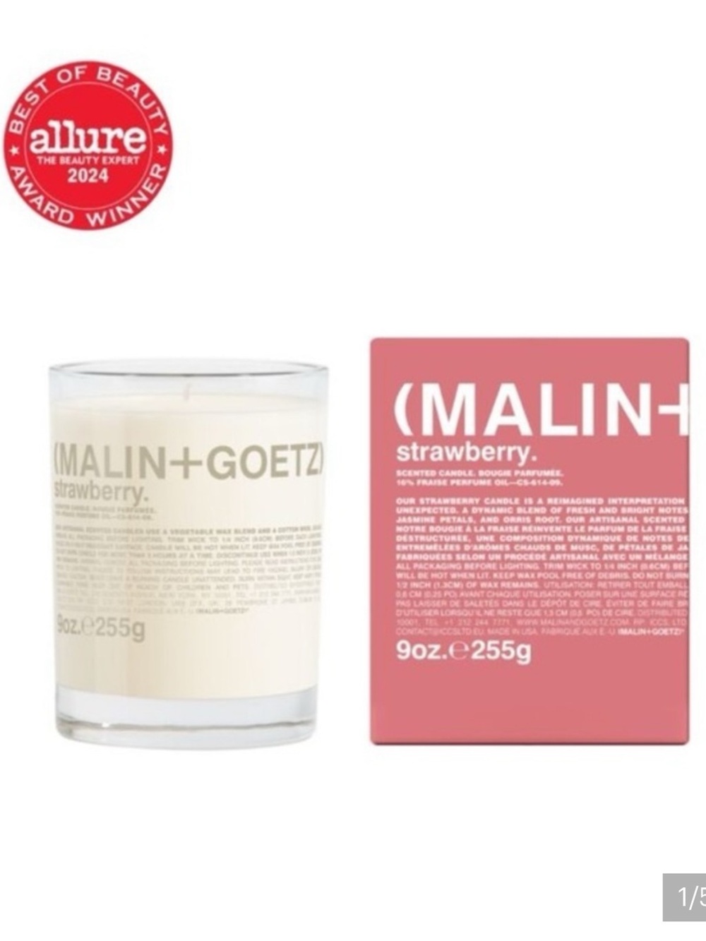 Malin+Goetz Strawberry Scented Candle 9 oz. NWT 66$